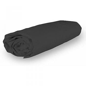 Drap housse 140x190 cm en coton percale anthracite