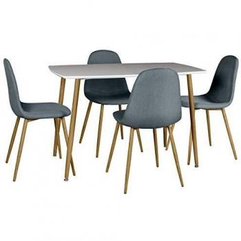 Ensemble Table + 4 Chaises Gris Foncé