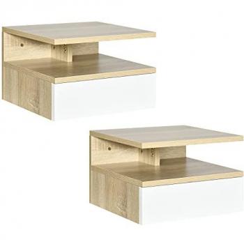 Lot de 2 tables de nuit murales 35x32x22cm Beige