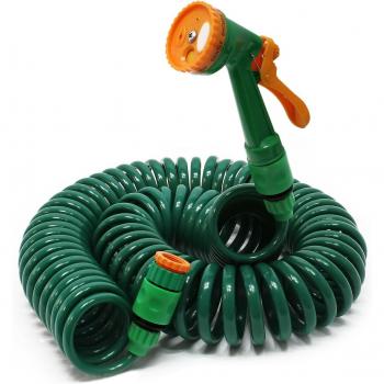 Tuyau de jardin spirale extensible 15 m avec 5 modes de pulvérisation