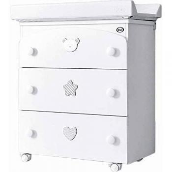 Fasciatoio Multifunzione Pali Birillo con Tre Cassetti, Colore Bianco