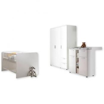 Begabino Babyzimmer-Komplettset Bibo, Bett, Wickelkommode, Schrank