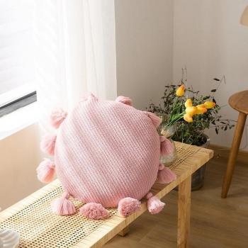 Kawaii Knitted Round Tassel Cushion