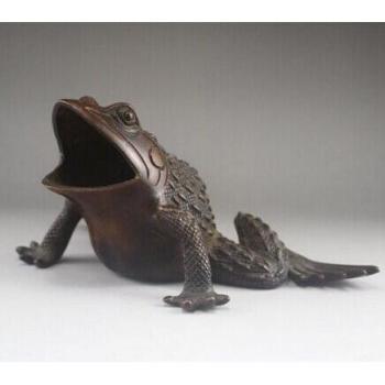 Antique Chinese Copper Frog Ashtray