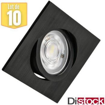 Kit 10 Faretto LED Quadrato 3‑in‑1 Nera 7 W IP20