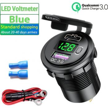 Enchufe de encendedor con puerto USB y medidor de corriente LED