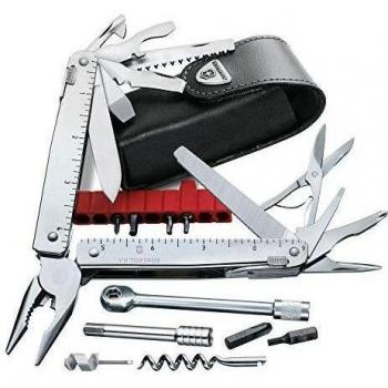 Herramienta multifunción Victorinox SwissTool X Plus Ratchet, funda de piel – 38 funciones