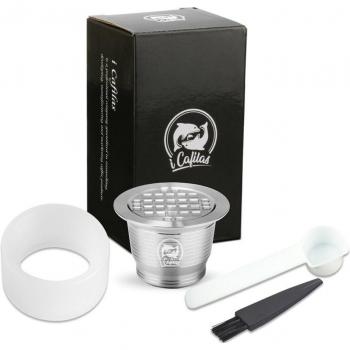 Cápsulas de café Nespresso rellenables, filtros de acero inoxidable, cuchara y cepillo de limpieza, 1 unidad