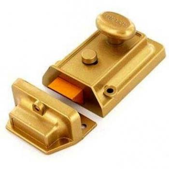 Champagne Finish Brass Nightlatch with Gold Cylinder