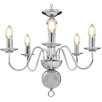 VidaXL Silver Chandelier with 5 x E14 Bulbs