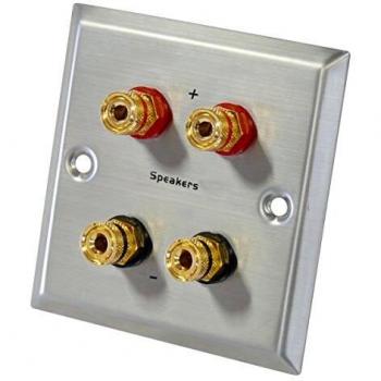 Dynavox Prise murale pour haut-parleurs 6 borniers pour fiches banane Acier inoxydable (Import Chine)