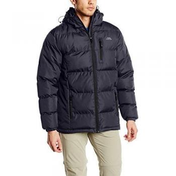 Trespass Herren Regenmantel FLIXS – wasserdicht, gepolstert, abnehmbare Mütze, Größe XS, Farbe Flint