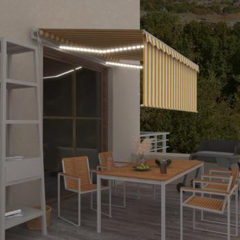 VidaXL Markise 3x2,5 m mit automatischem Rollo und LED‑Windsensor – Gelb/Weiß