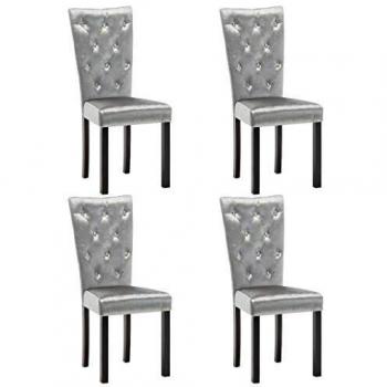 Sillas de Comedor de Terciopelo Plateado