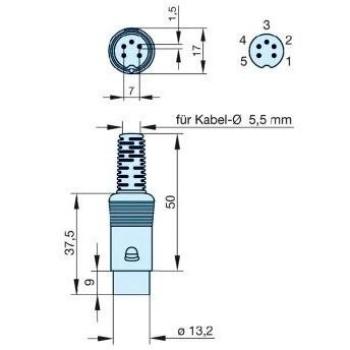 5-Pin Grey DIN Connector Plug by Hirschmann
