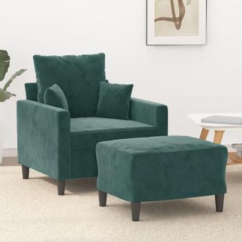 Fauteuil avec repose-pied Velours Vert foncé 60 cm