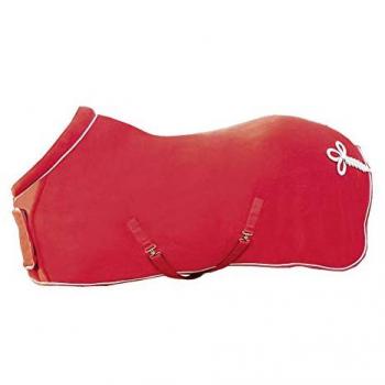 Couverture Sèche‑Cheval HKM – 165 cm, Rouge, Bretelles Réglables, Ouverture Frontale