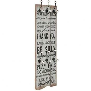 Turais Wall-mounted Coat Rack THANK YOU 6 Hooks 120x40 cm