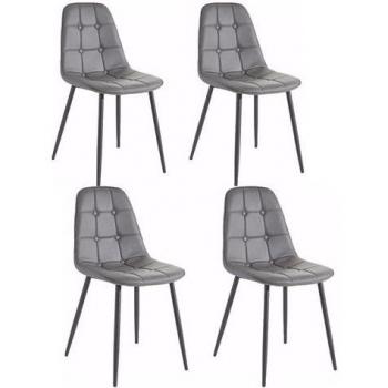 Loft24 Lamar Set: 4 Esszimmerstühle mit knopfgeprägtem Kunstleder