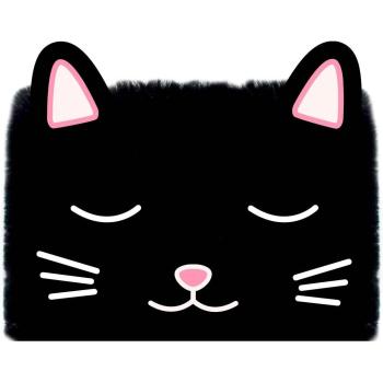 Coffre de porte-monnaie chat noir en peluche Draeger