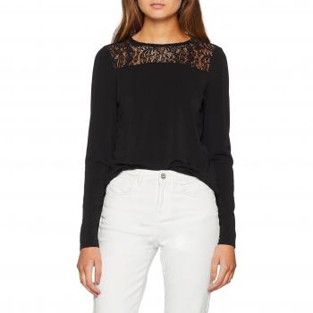 Vero Moda Vmalberta Top de Encaje L/s Noos, Camiseta sin Mangas para Mujer, Negro, Talla 36