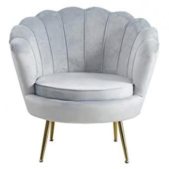 SALESFEVER Loungesessel Clam in hellgrauem Samtvelours