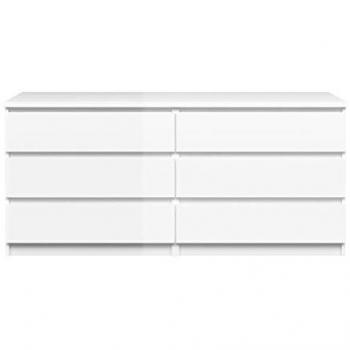 Ebuy24 Kommode Nada – 70 × 154 × 50 cm, 6 Schubladen, Weiß Hochglanz