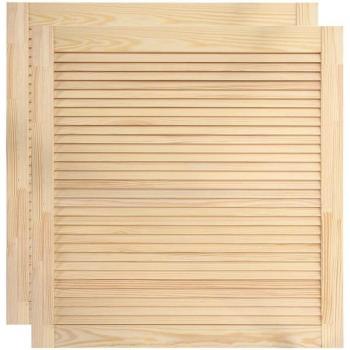 Duo de portes à persiennes en bois de pin pour penderie