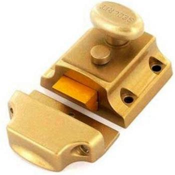 Narrow Profile Door Lock with Nightlatch Function and 3 Keys, Champagne Finish, Brass Cylinder