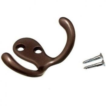 TWIN HAT AND ROBE COAT HANGER CLOTHES HOOK MATT CHROME + SCREWS