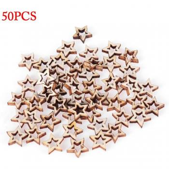 50Pcs 10-20mm Wooden Star Cutouts for Scrapbooking and Crafts