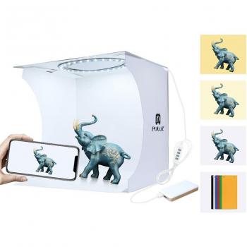 StudioBox PULUZ 20 cm – Luz LED y Telón Multicolor