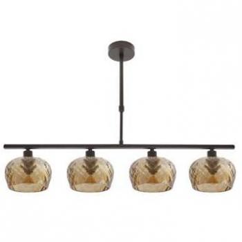 Estela Brillante: Lámpara de 4 X 14, Marrón, 75x13 cm, Tulipas & Cristal Ámbar