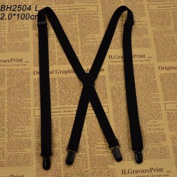 Adjustable 2.0cm Black Suspenders with 4 Clips for Men and Women