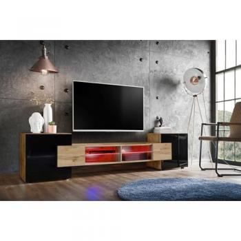 Banc à Télévision Merano 230×53×35 cm – Eclairage LED RGB, Style Moderne