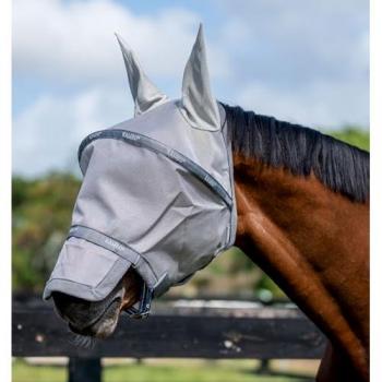 Masque de protection à l'ail Horseware Rambo Fly Plus – Silver & Titanium Grey