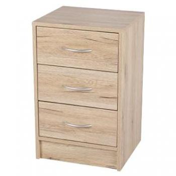 Nachttisch PRATIK aus Holz mit 3 Schubladen, H 60 x L 38 x P 34 cm