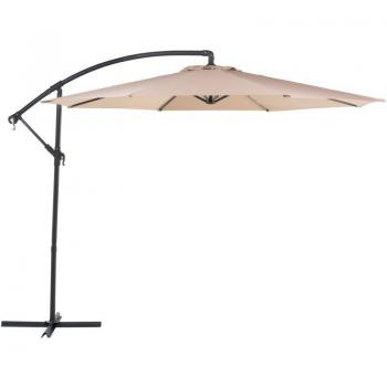 Beliani Parasol de Jardin 300 cm, Tissu Polyester Beige Sable, Ouverture à Manivelle