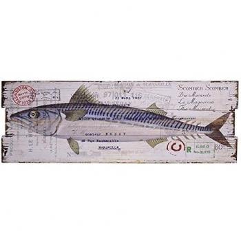 Wandkunst „Makrele“ – Holzposter mit Postkarten-Design (90 x 30 cm)