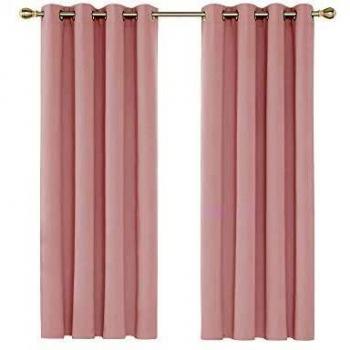 Deconovo Verdunkelungsvorhang 2er Set, Ösen Gardinen, 138x117cm