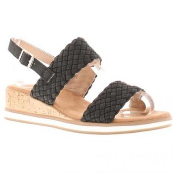 Apache Women's Corey Buckle Wedge Sandals Black