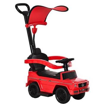 3-in-1 Red Benz G350 Kids Ride-On Push Car with Horn and Steering Wheel