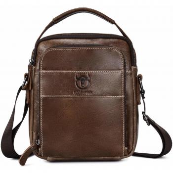 Sac Porte Epaule pour Homme en Cuir Café