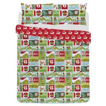 Grinch Festive Bedding Set – Double, 12 Days of Christmas, Green