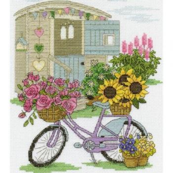 DMC Kreuzstich Blumiges Fahrrad, 20x25cm