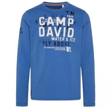 CAMP DAVID Langarmshirt Herren, stark blau, mit Prints