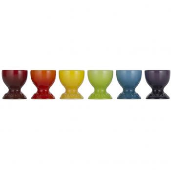 Rainbow Stoneware Egg Cups (Set of 6) – Cherry, Volcanic, SoleiLitre, Palm, Teal, Ultra Violet – LE Creuset