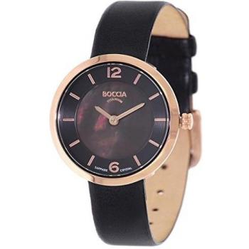 Reloj Boccia 3266‑03 en negro, estilo femenino