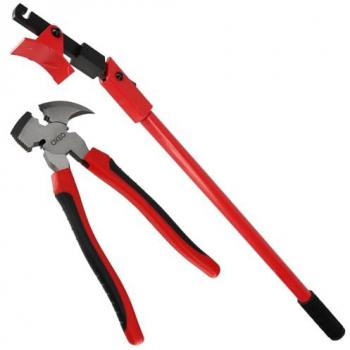 Outil multifonction tendeur OXEO – 78 cm pour clôture/barbelé, pince 25 cm, acier trempé rouge