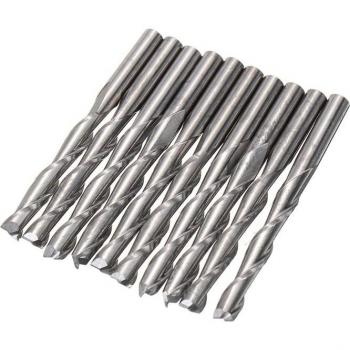 10pcs 3.175mm Two-Flute Solid Carbide Spiral Router Bits